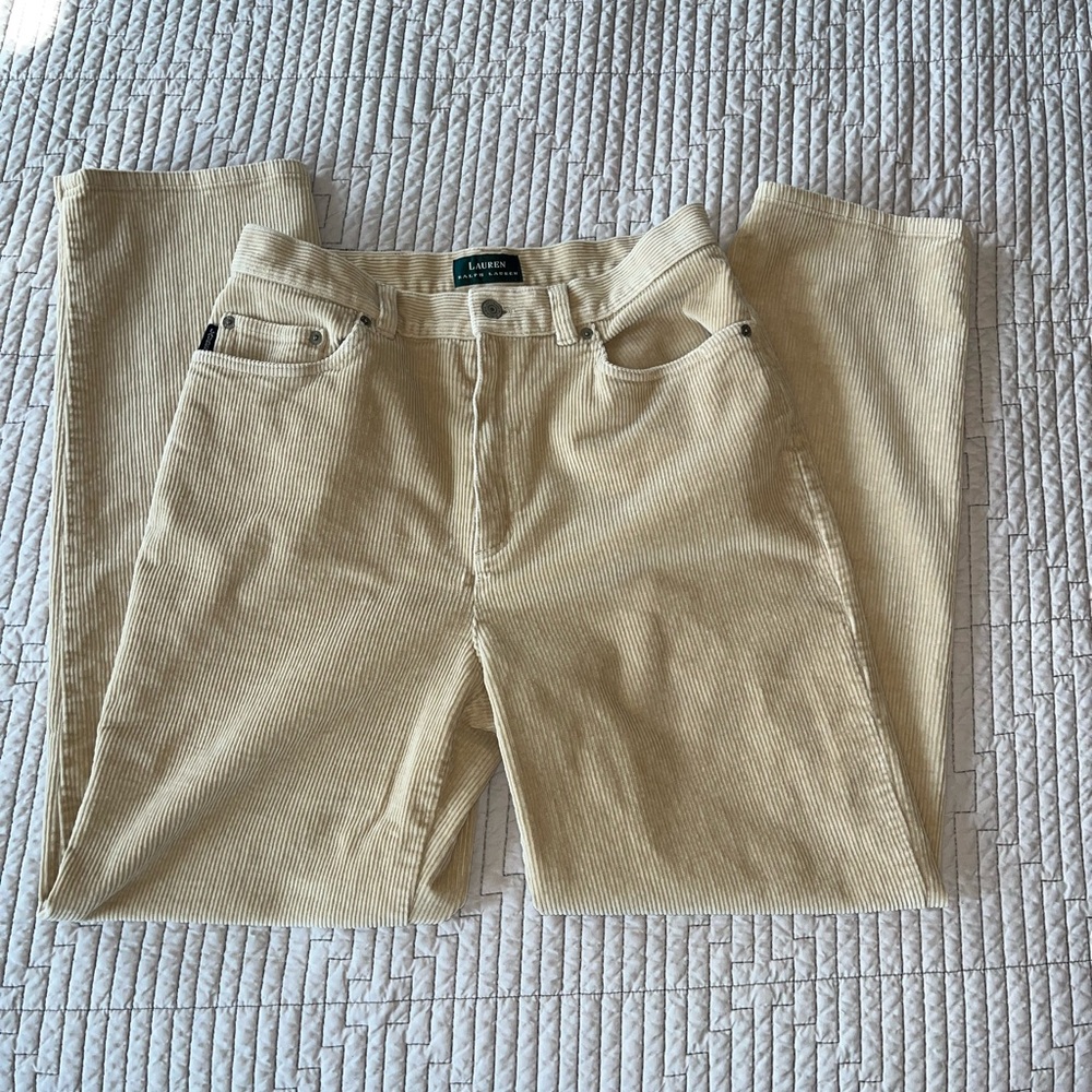 Lauren Ralph Lauren Corduroy Women’s Jeans Sz 10 Tan  Straight Leg Fuller Leg